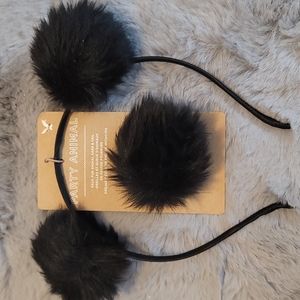 American Eagle Party Animal Faux Fur Ears and Tail Black